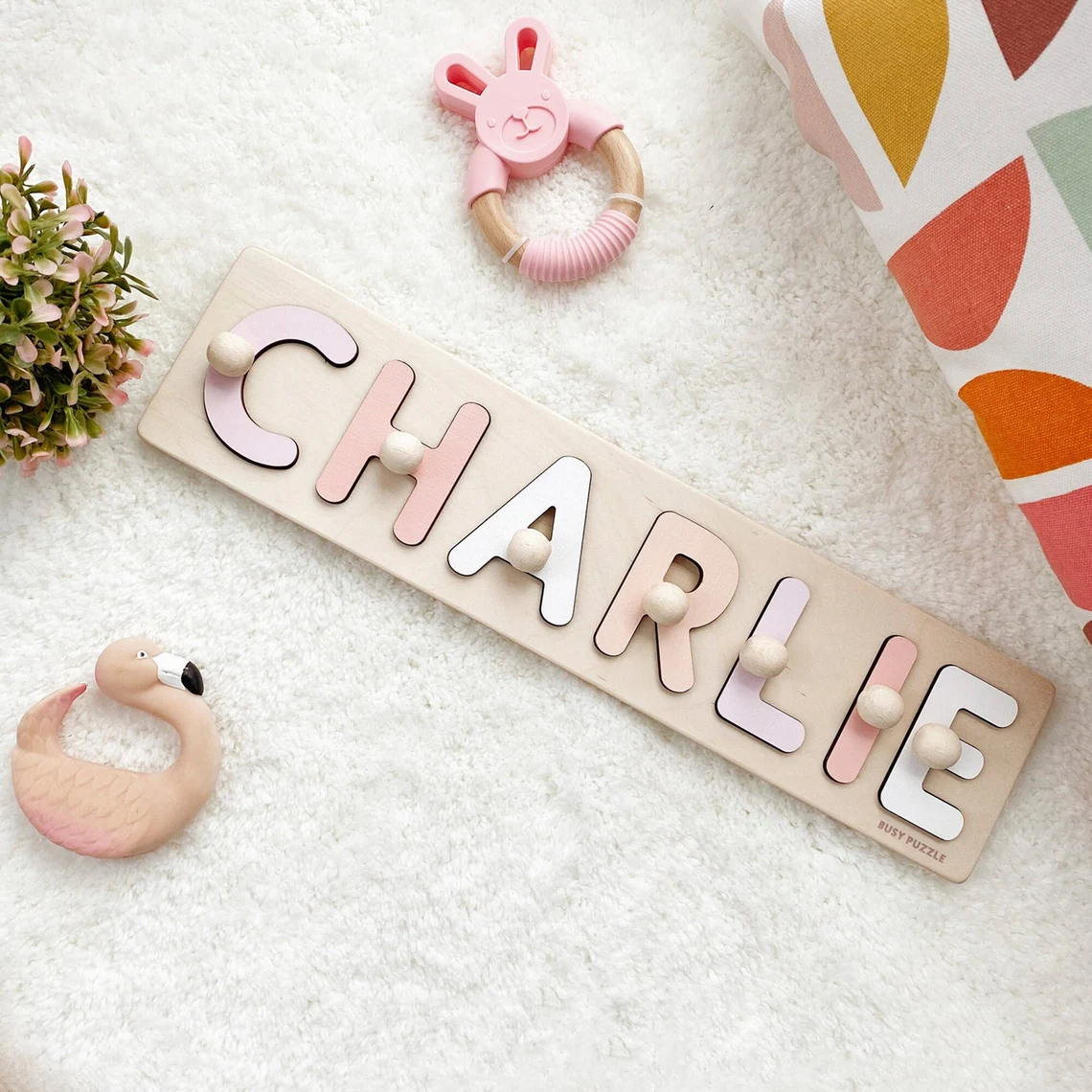 Woodworking For Beginners - Puzzle de nom personnalisé avec chevilles